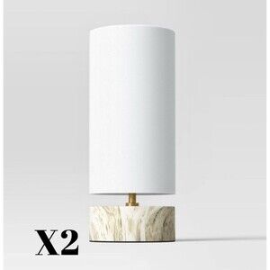 Threshold Faux Marble Table Lamps Set of 2 13.5” Tall NEW